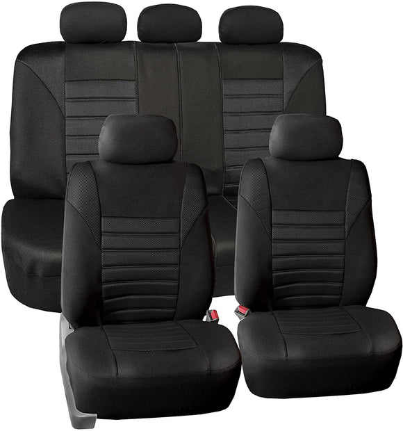 FH Group FB068BLACK115 Black Universal Car Seat Cover (Premium 3D Air mesh Design Airbag and Rear Split Bench Compatible)