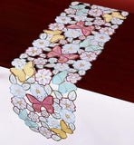 GRANDDECO Embroidered Flowery Table Runner 13"x68", Cutwork Embroidered Floral Butterfly Dresser Scarf, Home Kitchen Dining Tabletop Decoration, Runner 13"x68", Butterfly