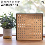SHARPER IMAGE Light Up Electronic Word Clock, Copper Finish with LED Light Display, USB Cord and Power Adapter, 7.75in Square Face, Unique Contemporary Home and Office Decor