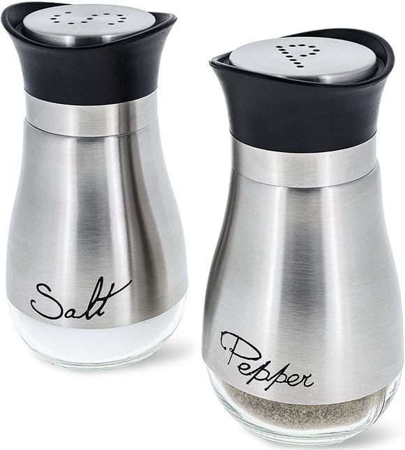 Juvale Salt and Pepper Shakers Stainless Steel and Glass Set