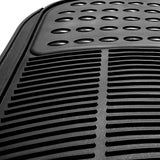 FH Group F11306BLACK Black-Solid Trimmable Heavy Duty All Weather Floor Mats 3pc Full Set