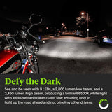 5.75" (5 3/4) Harley LED Headlight For Harley Davidson [Black-Finish] Round LED Motorcycle Headlight For Dyna Street Bob Super Wide Glide Low Rider Night Rod Train Softail Sportster