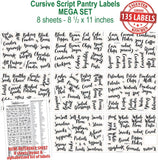 Talented Kitchen 135 Cursive Pantry Labels – 135 Kitchen Pantry Names – Food Label Sticker, Water Resistant Pantry Labels for Containers, Jar Labels Pantry Organization and Storage (135– Cursive Pantry)