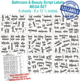 Black Script Bathroom Labels Talented Kitchen Script Bathroom Organization Labels – 123 Black Bath, Beauty & Makeup Preprinted Stickers. Water Resistant Decals (Set of 123 – Black Script Bathroom)