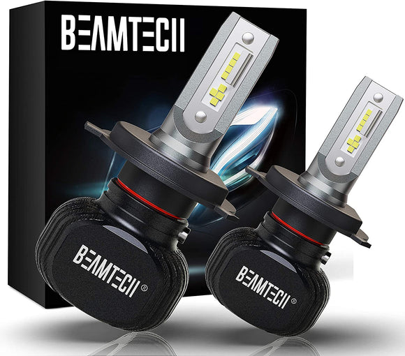 BEAMTECH H4 LED Bulb, 50W 6500K Extremely Brigh (9003) CSP Chips Conversion Kit Fanless Cool White All In One Plug N Play Replacement Low Fog Light