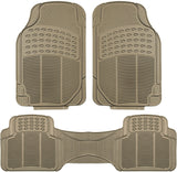 FH Group F11306BLACK Black-Solid Trimmable Heavy Duty All Weather Floor Mats 3pc Full Set