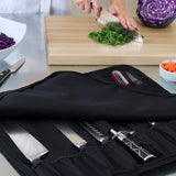 Chef Knife Bag (8+ Slots) is Padded and Holds 8 Knives PLUS Your Meat Cleaver, Knife Steel, 4 Utensils, and a Zipped Pouch for Tools! Durable Knife Carrier also Includes a Name Card Holder. (Bag Only)
