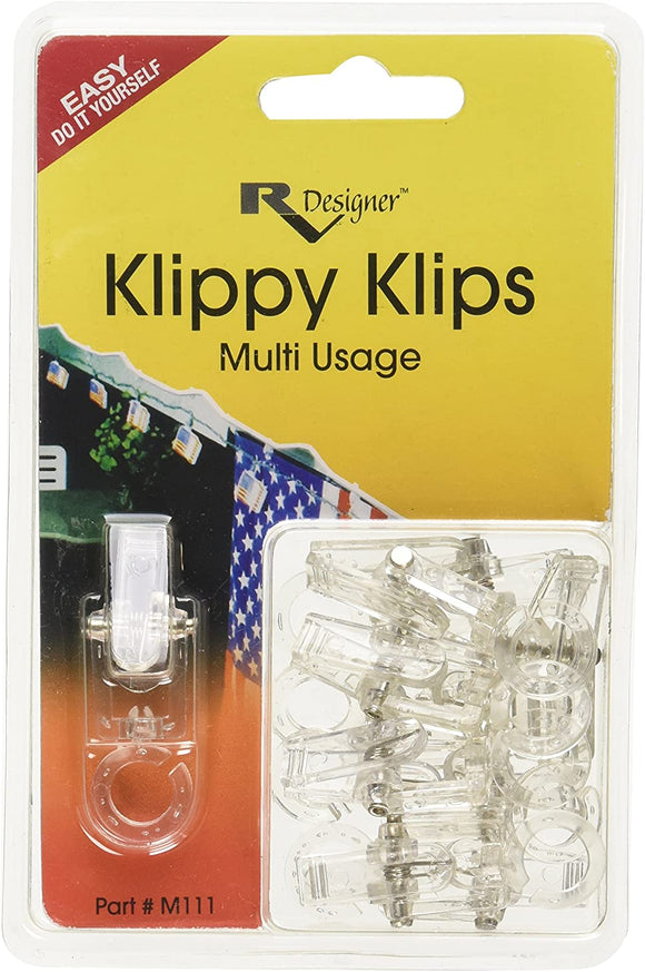 RV Designer M111, Klippy Klips Awning Clips, Light Hangars, 10 Per Pack,Clear