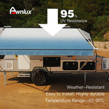 Awnlux RV Awning Fabric Replacement Waterproof Vinyl Shade Screen for Awnings Camping Universal Fit Fabric Sun Shade UV Sun Blocker Canopy RV Awning Shade Shelter Ocean Blue-20'(Fabric 19'2")