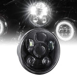 5.75" (5 3/4) Harley LED Headlight For Harley Davidson [Black-Finish] Round LED Motorcycle Headlight For Dyna Street Bob Super Wide Glide Low Rider Night Rod Train Softail Sportster